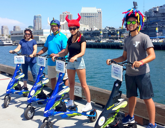 Trikke touring sunny San Diego, California